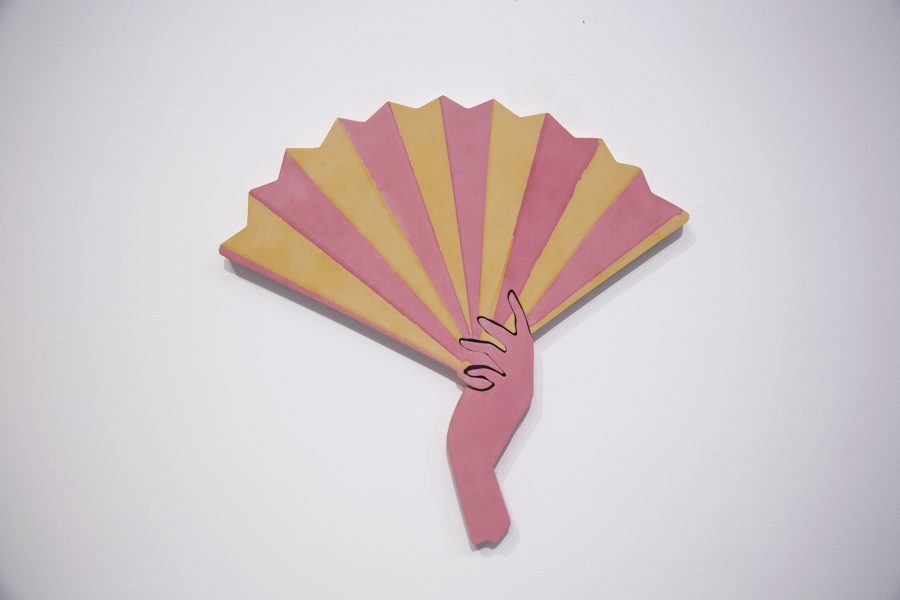 The Hand-Held Fan and the Calming Hand, 2021 Tinted Plaster Polymer, 35 x 36 x 2 εκ. 