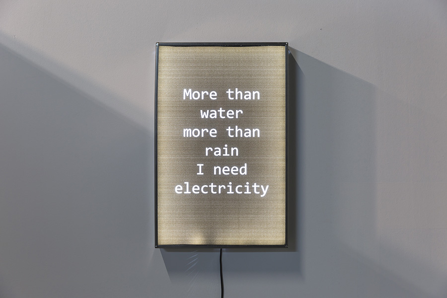 More than water more than rain I need electricity, 2019, plexiglass, wood