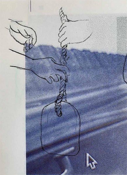 How to hold a diving stone, 2022, RISO printed drawing on publication